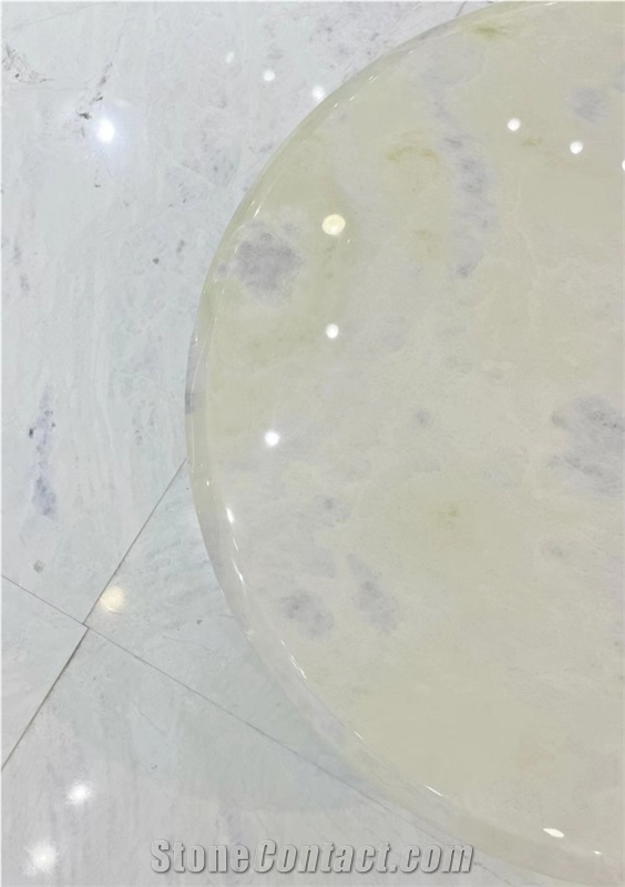 White Marble Slab Tile For Table Top In Dinning Room