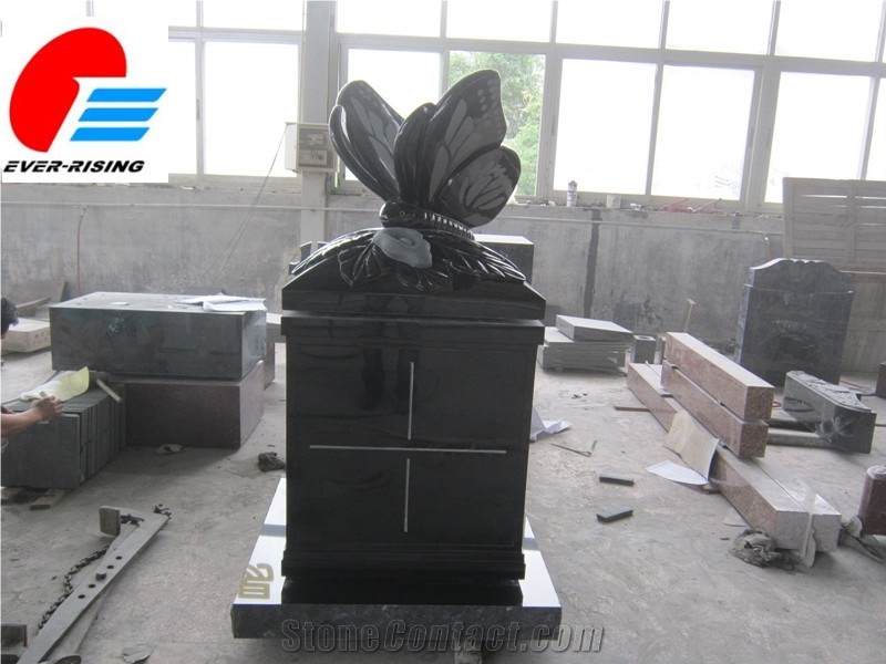 Shanxi Black Granite Monument With Butterfly