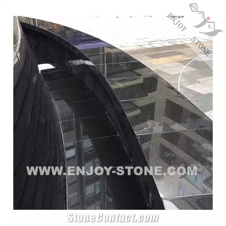 Black Granite Arc-Shaped Pool Deck Surround Coping Tiles