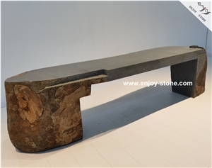 Grey Basalt, Garden & Park Bench, Outdoor Furniture, Honed