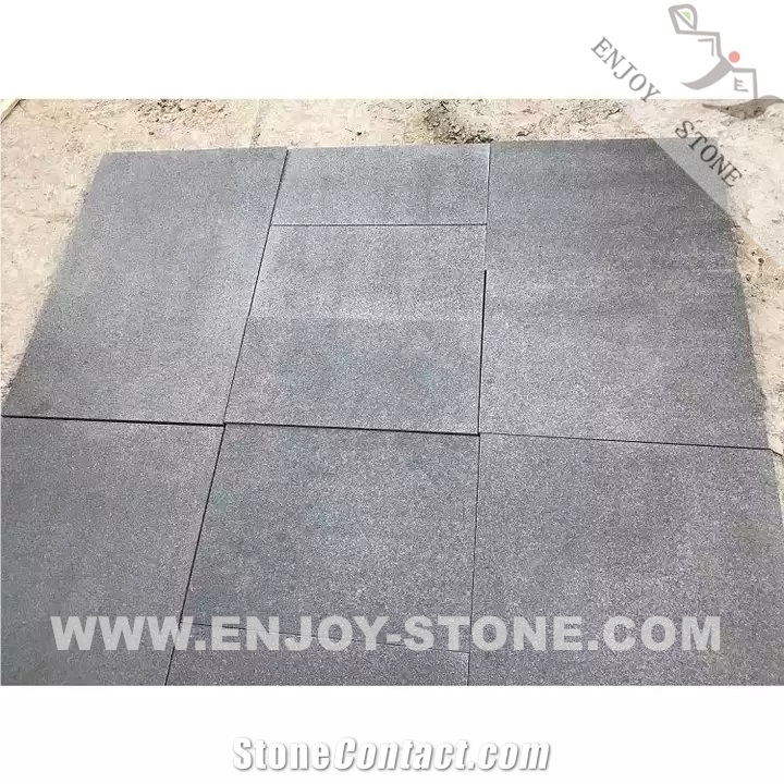 New G684 Black Granite Tiles With Flamed