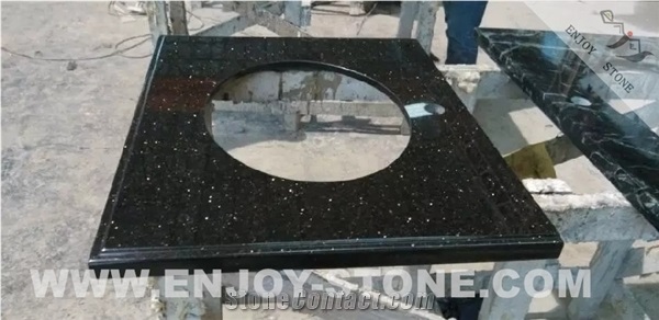 Polished Absolute Black Galaxy Natural Granite Countertops