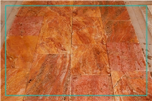 Brushed And Acid-Washed Red Travertine Tiles