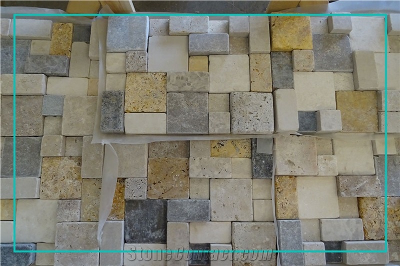 Puzzle Stone Wall Background Mosaic Tiles