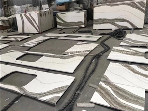 Calacatta White Quartz Bathroom Countertop Vanity Tops