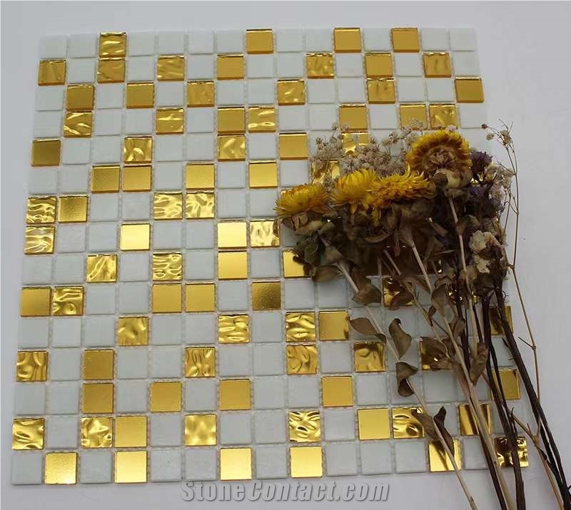 Gold And Silver Leaf Glass Mosaic