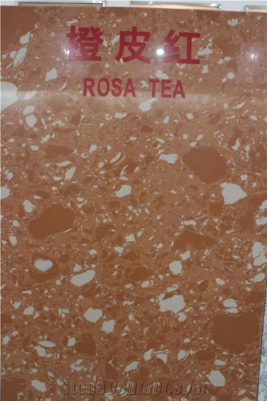 Red Artificial Marble, Rosa Tea Quartz Engineered Stone