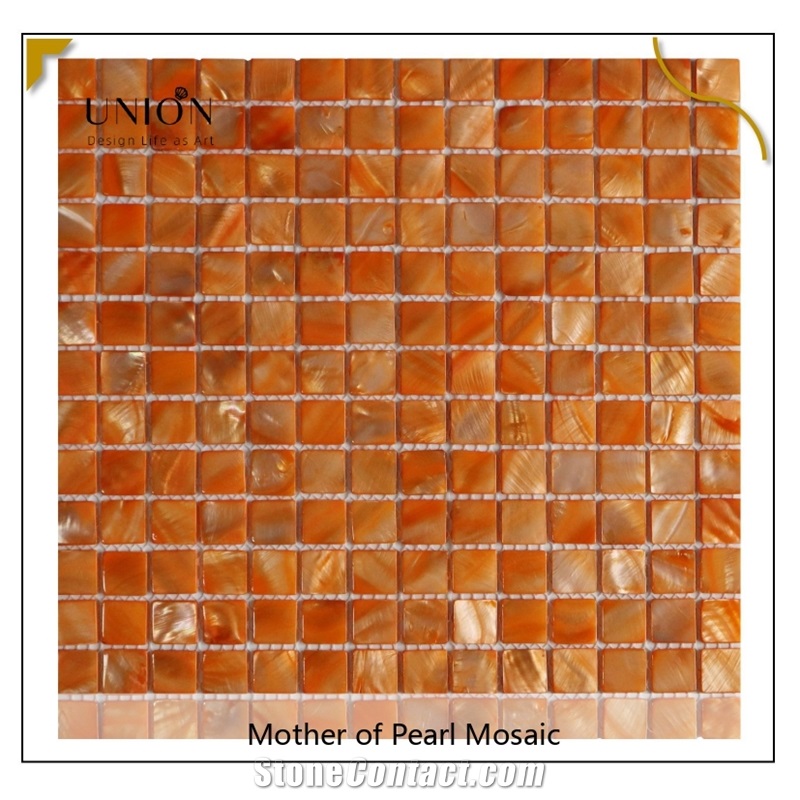 UNION DECO Dyed Color Orange MOP Shell Mosaic Kitchen Tile