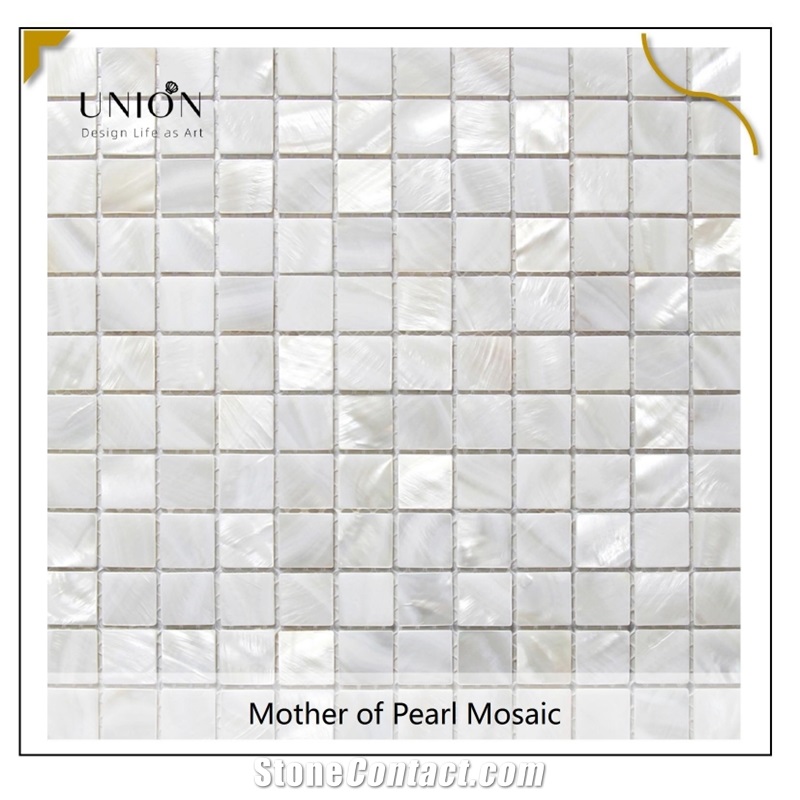 UNION DECO Mother Of Pearl Oyster White Mini Square Tiles