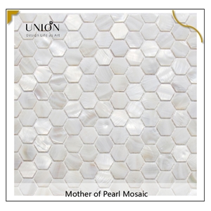 UNION DECO White Hexagon Mother Of Pearl Backsplash Mosaic Tile