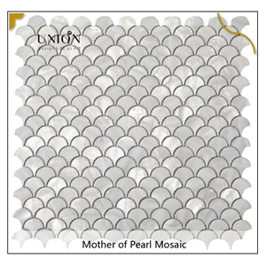 UNION DECO White Mother Of Pearl Fish Scale MOP Mosaic Tile