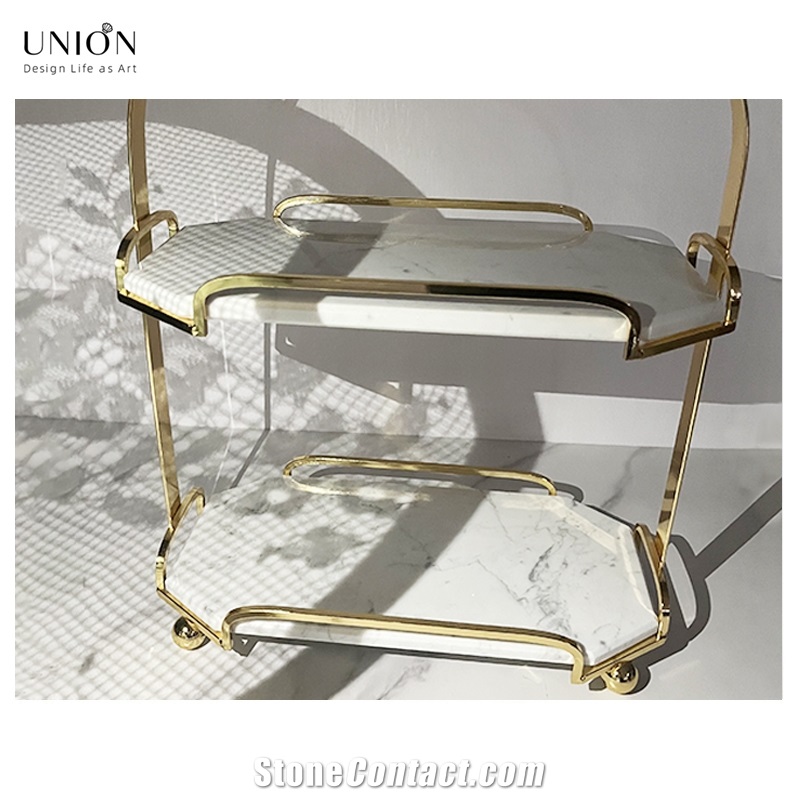 UNION DECO 2 Tier Tabletop Cupcake Stand Marble And Metal