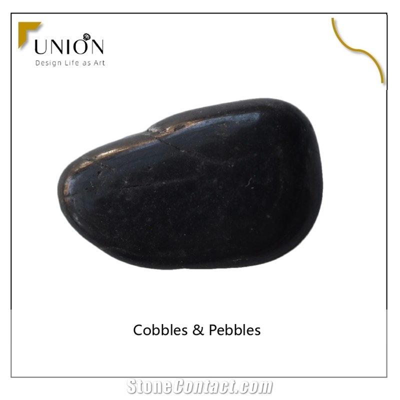 UNION DECO Black Pebble Stone Polished For Garden Sidewalk