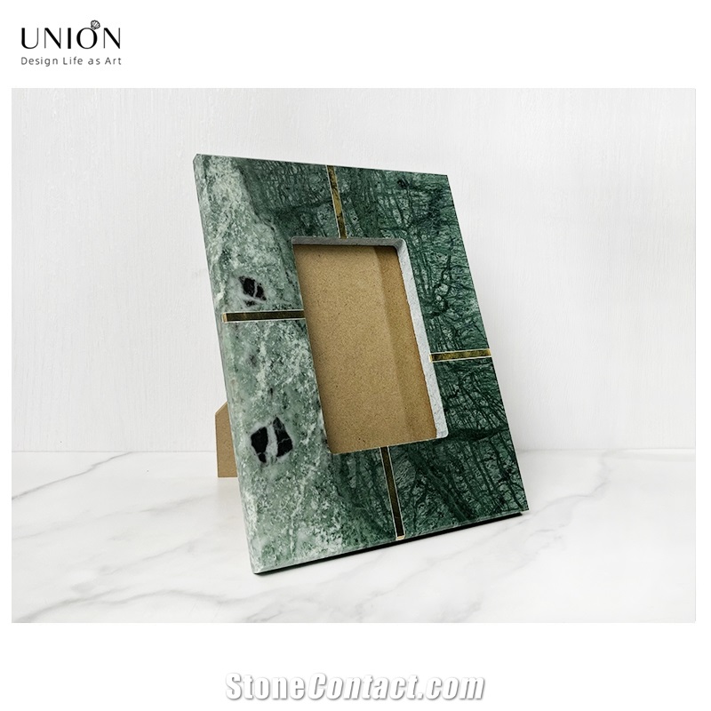 UNION DECO Marble And Brass Photo Frame Tabletop Photo Frame