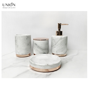 UNION DECO Marble Bathroom Vanity Accessory Set Of 4 PCS