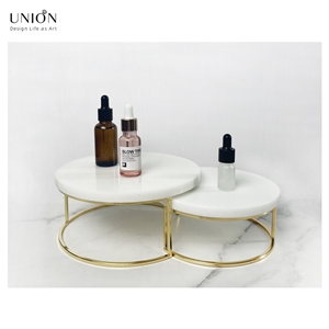 UNION DECO Marble Cupcake Stand Set Of 2 Round Dessert Stand