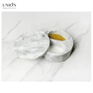UNION DECO Marble Salt And Pepper Bowl Seasoningjar With Lid