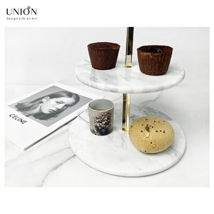 UNION DECO Marble Server Cake Stand Two-Lier Cupcake Platter