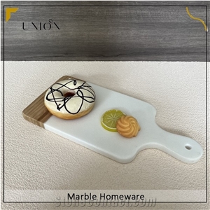 UNION DECO Natural Marble With Wood Tray Cutting Board