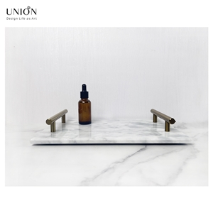UNION DECO Natural Real Marble Tray Perfume Tray With Handle