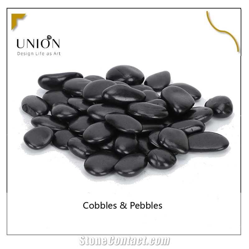 UNION DECO Polished Black River Basalt Pebble Stone