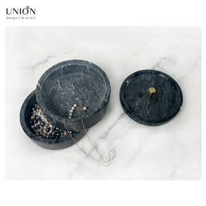 UNION DECO Two-Tier Marble Box Organizer With Removable Lid