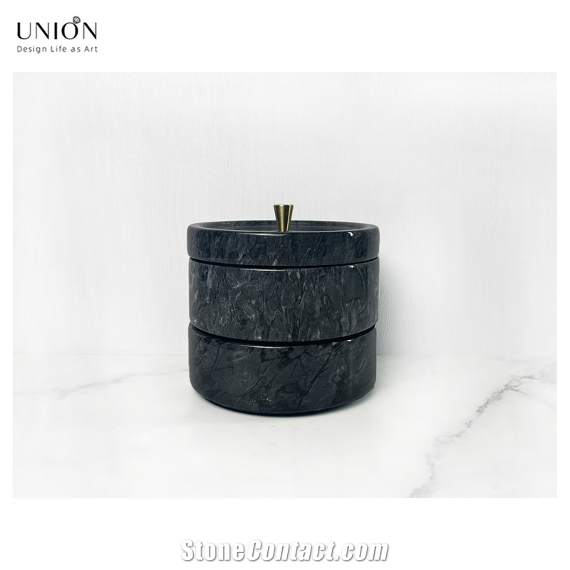 UNION DECO Two-Tier Marble Box Organizer With Removable Lid