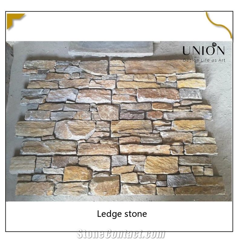 UNION DECO Wall Cladding Rusty Quartzite Ledger Stone Panel