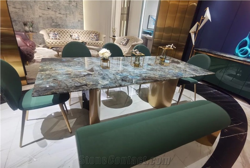 Blue Labradorite Granite Round Table Top Granite Cafe Table
