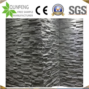 China Black Stack Stone Ledgestone Panel Culture Slate Wall