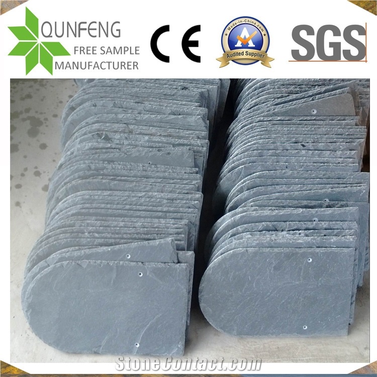 China Grey Fish Scale Shape Roofing Slate Tiles Roof Coating