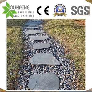 China Natural Black Random Slate Pavers Flagstone Courtyard Stepping Stone