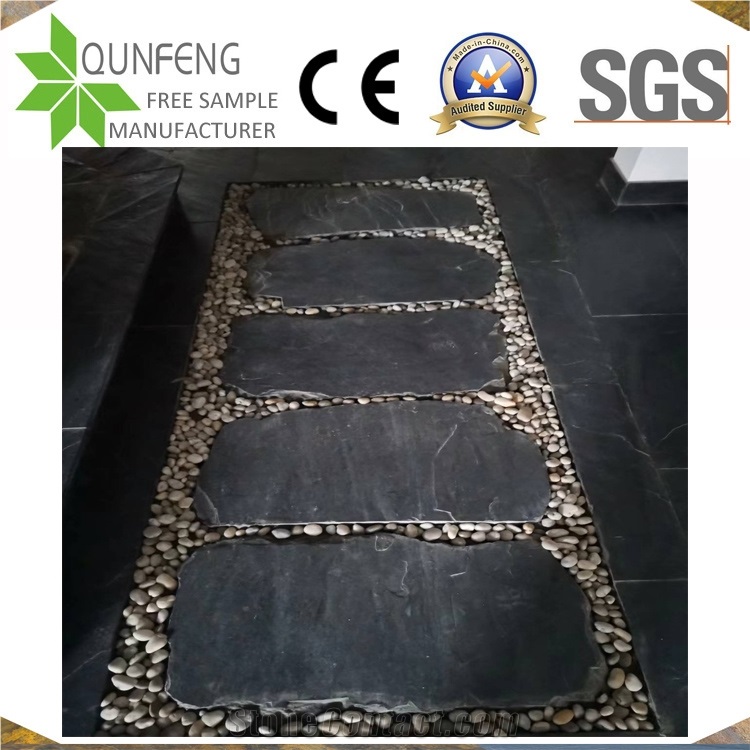 China Natural Black Random Walkway Slate Landscaping Stone