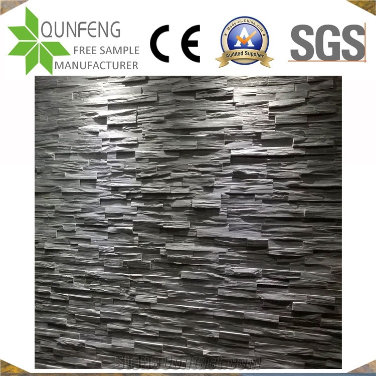 China Natural Black Split Face Stone Wall Culture Slate Tile