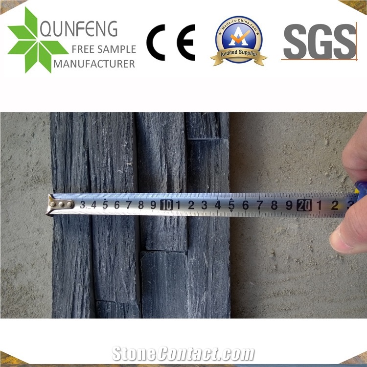 China Natural Black Split Stacked Stone Wall Slate