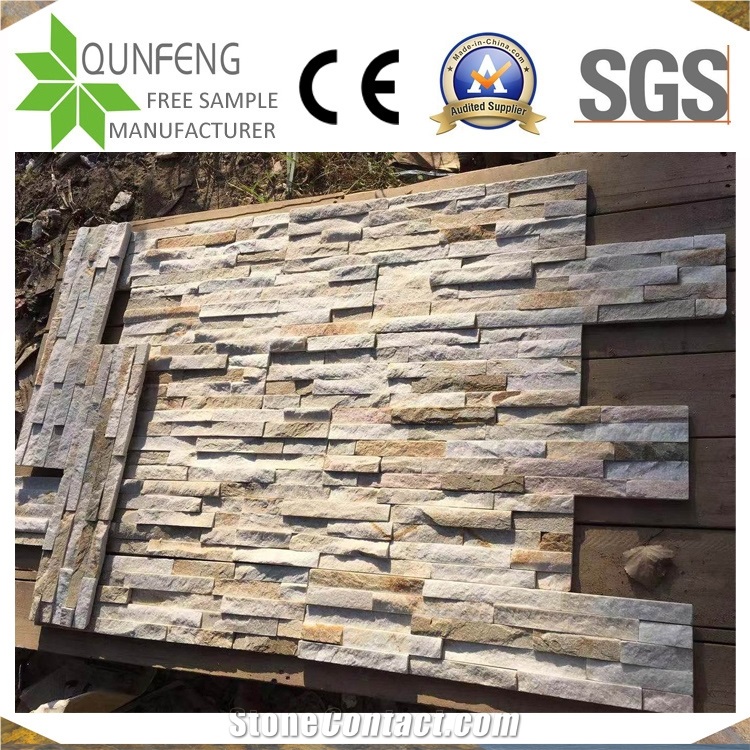China Natural Split Face Yellow Slate Culture Stone