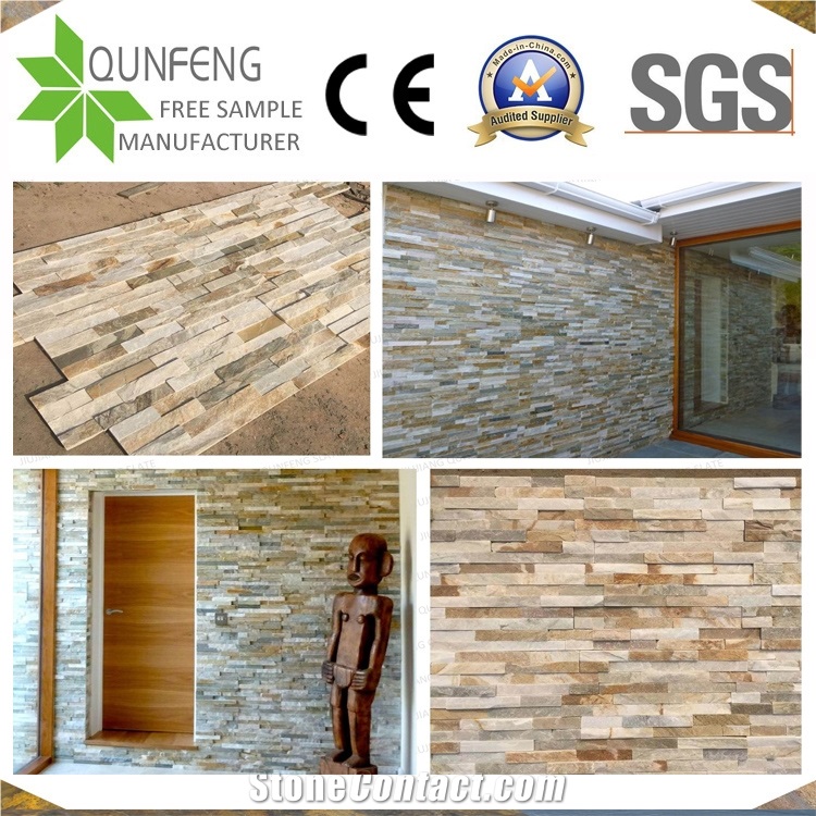 Hebei P014 Golden Yellow Beige Culture Stone Wall Slate