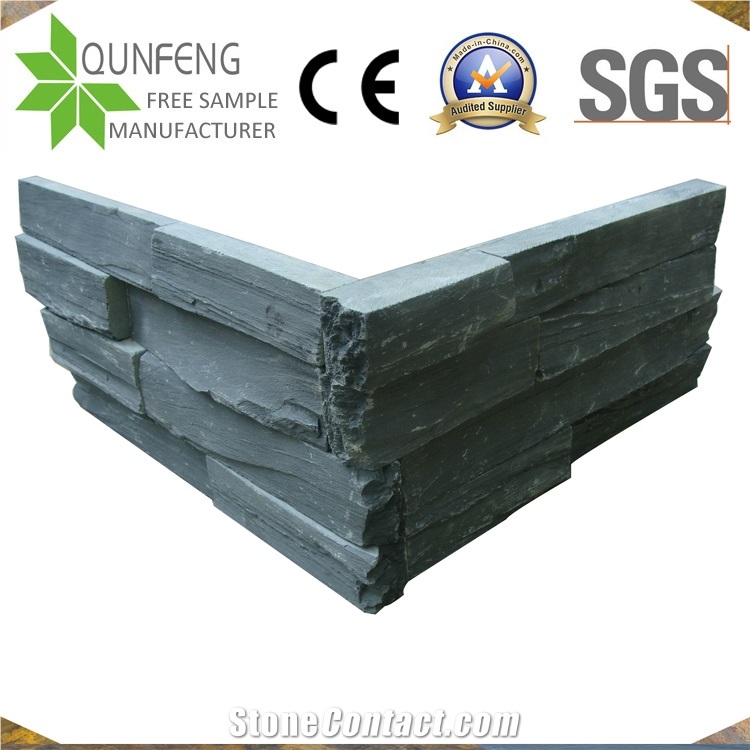 Jiangxi Z Shape Dark Grey Slate Ledger Corner Stone Veneer