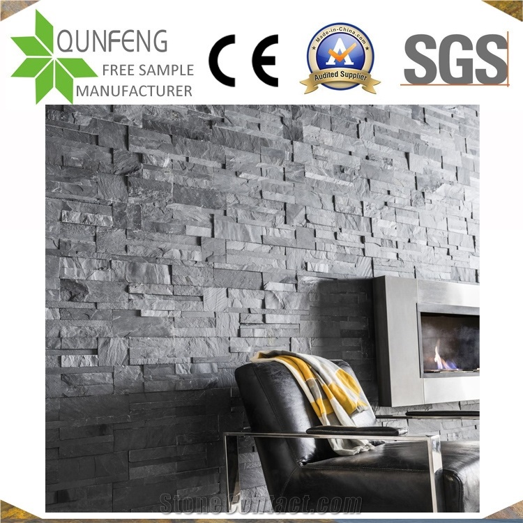 Natural Black Split Culture Stone China Slate Wall Covering