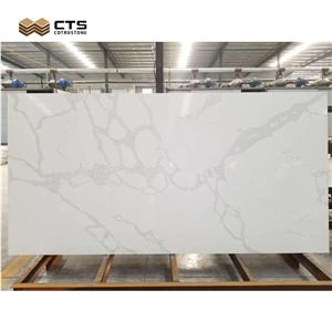 White Calacatta Quartz Price Good Custom Size Fancy Look