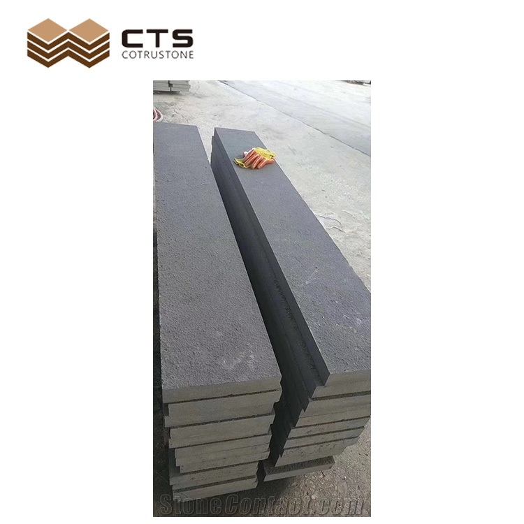Black Basalt Tile Honed Surface Skid Proof Custom Size Walkway