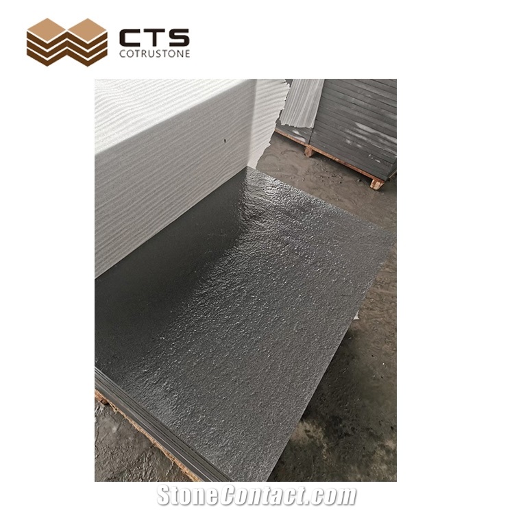 Black Basalt Tile Honed Surface Skid Proof Custom Size Walkway