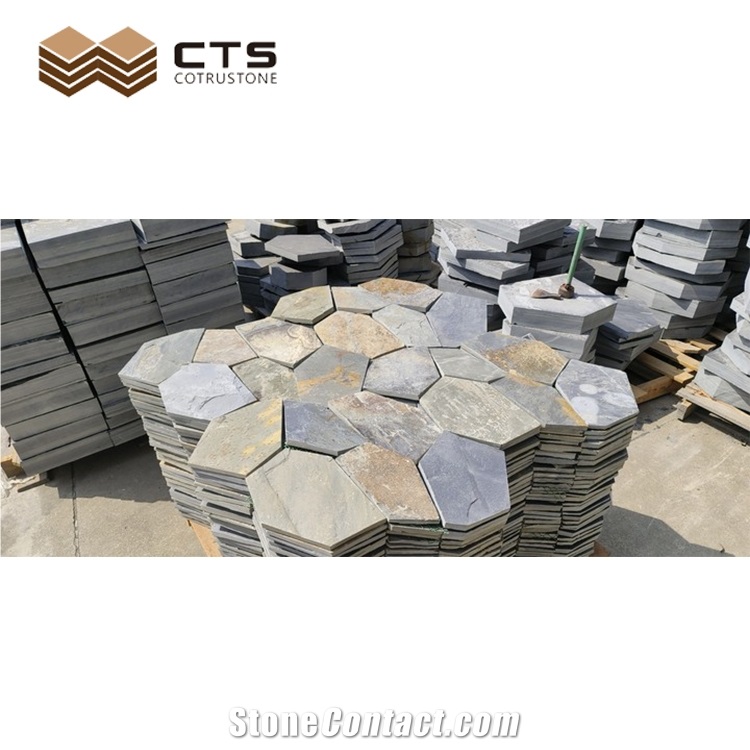 Black Slate Crazy Type Paving Stone For Outdoor Flooring