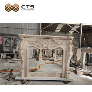 Custom Travertine Fireplace CAD Draw For Interior Room Decor