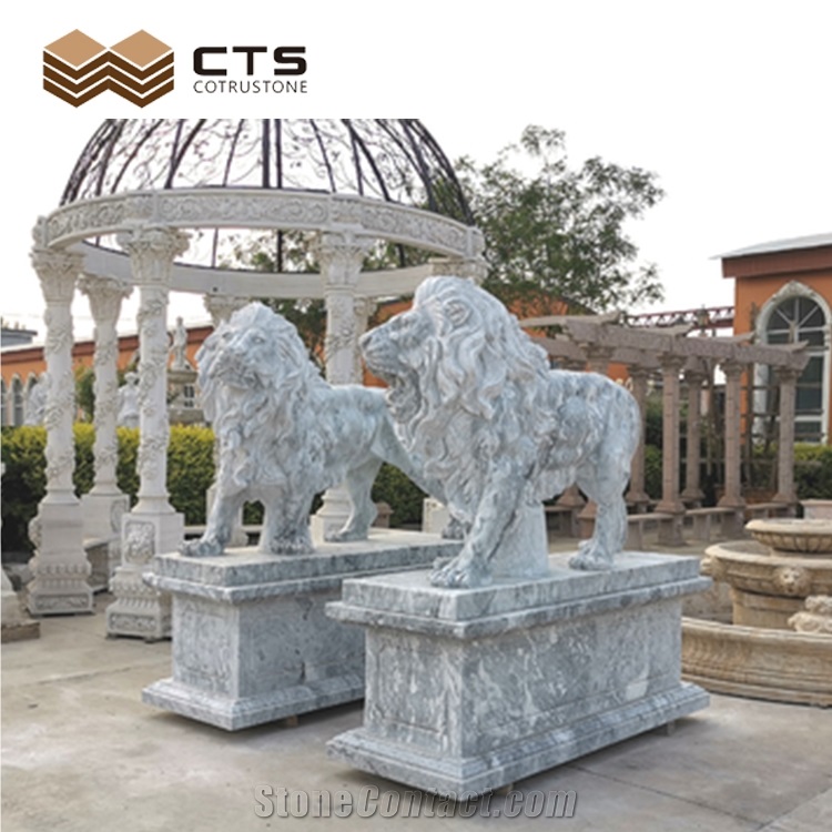 Guardian Lion Sculpture Garden Custom Decor Natural Stone