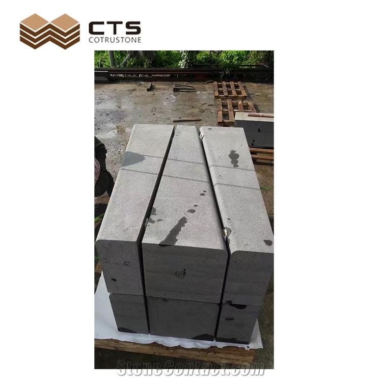 Large Size China Grey And Black Basalt Curbstone Curve Custome