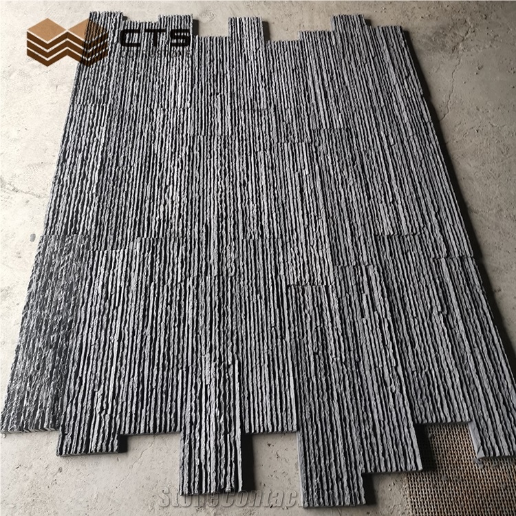 Pedestal Thin Black Slate Exterior Wall Panels Irregular