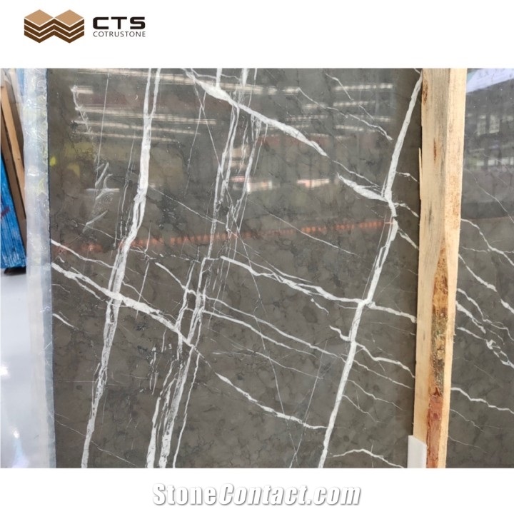 Pietra Grey Marble Slab For Interior Wall Design