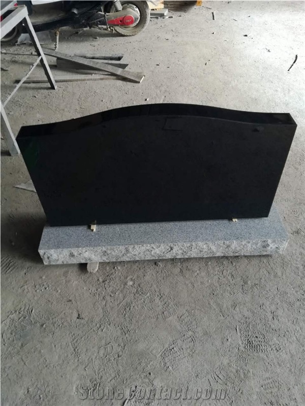 Pure Black Polished Granite Memorial Monuments Tombstone