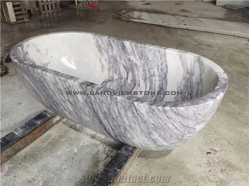 Polished Statuario Marble Bathtub For Hotel
